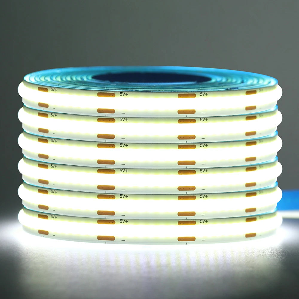 5V USB 3MM 5MM PCB COB LED Strip Light White/Red/Green/Pink/Ice Blue/Yellow TV Backlights DC5V 320Led Flex Night Lamp Home Decor