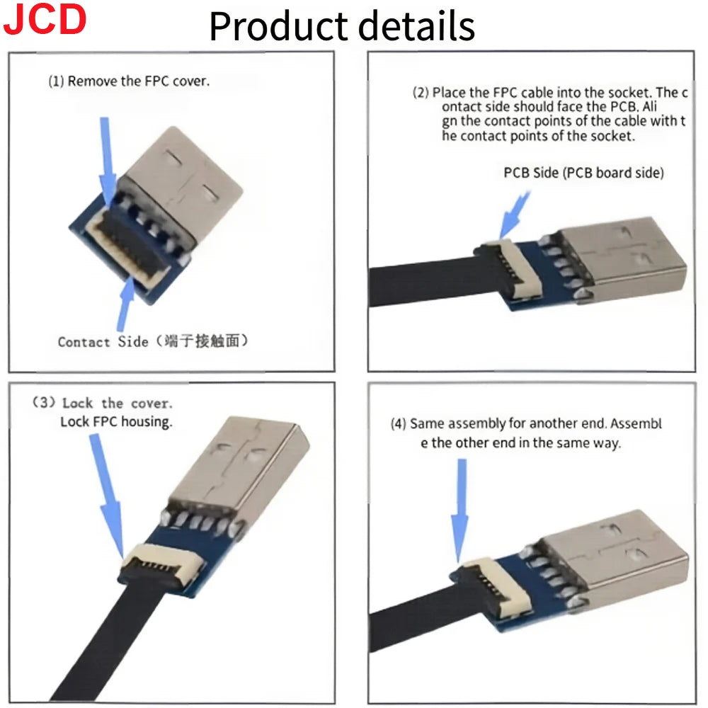 FFC Mini Micro USB Extension Type-C Ribbon Cable 90 FPV Slim Flat Soft Flexible FPC Charge FPV Brushless Handheld Gimbal Monitor