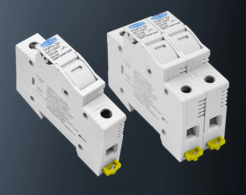TOMZN 1P 2P DC Fuse Holder 10*38mm High Voltage Solar PV 1100V TOPV-30 Base Photovoltaic System Protection Protector GPV