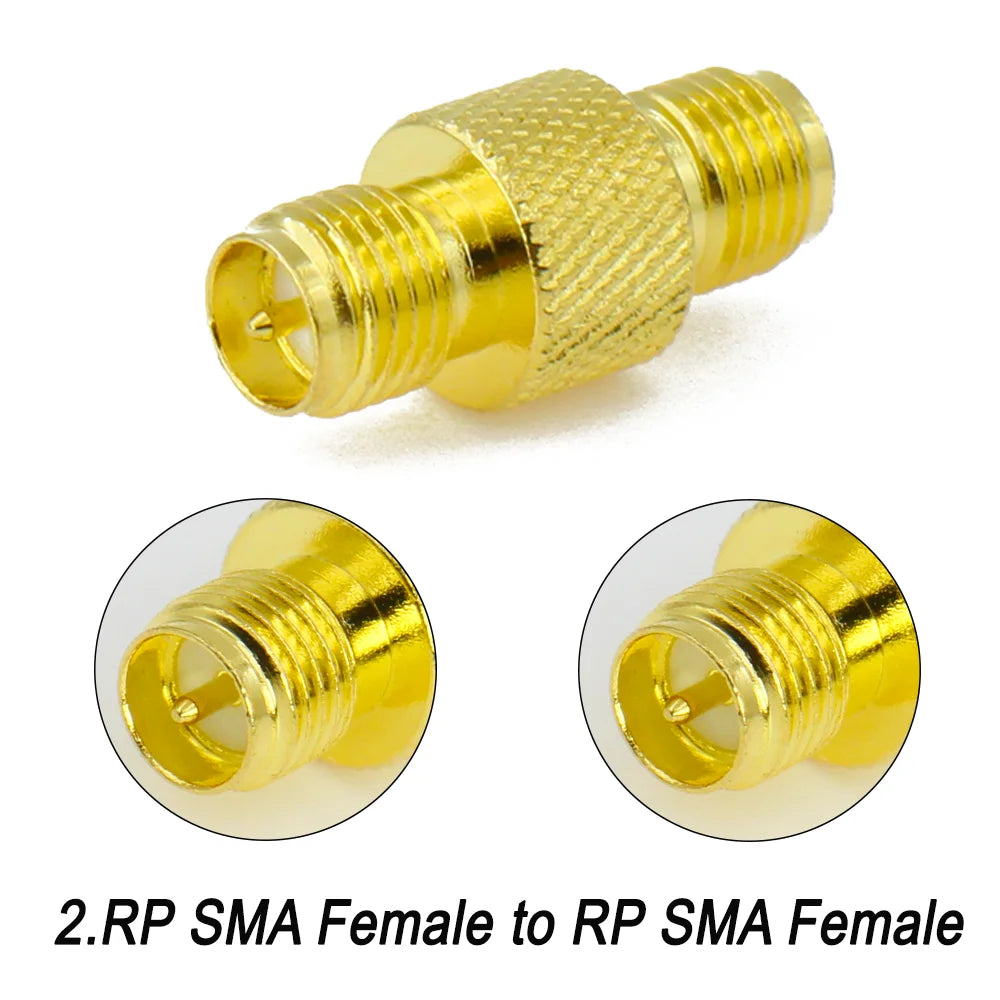 SMA Female to SMA Female RF Adapter RP SMA Female Straight Connector for Wifi Raido Antenna Coaxial Converter Brass