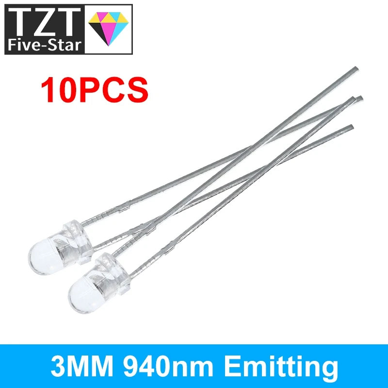 10pairs F3 3MM 940nm LEDs infrared emitter and IR receiver diodes each 5pcs Infrared to tube For arduino