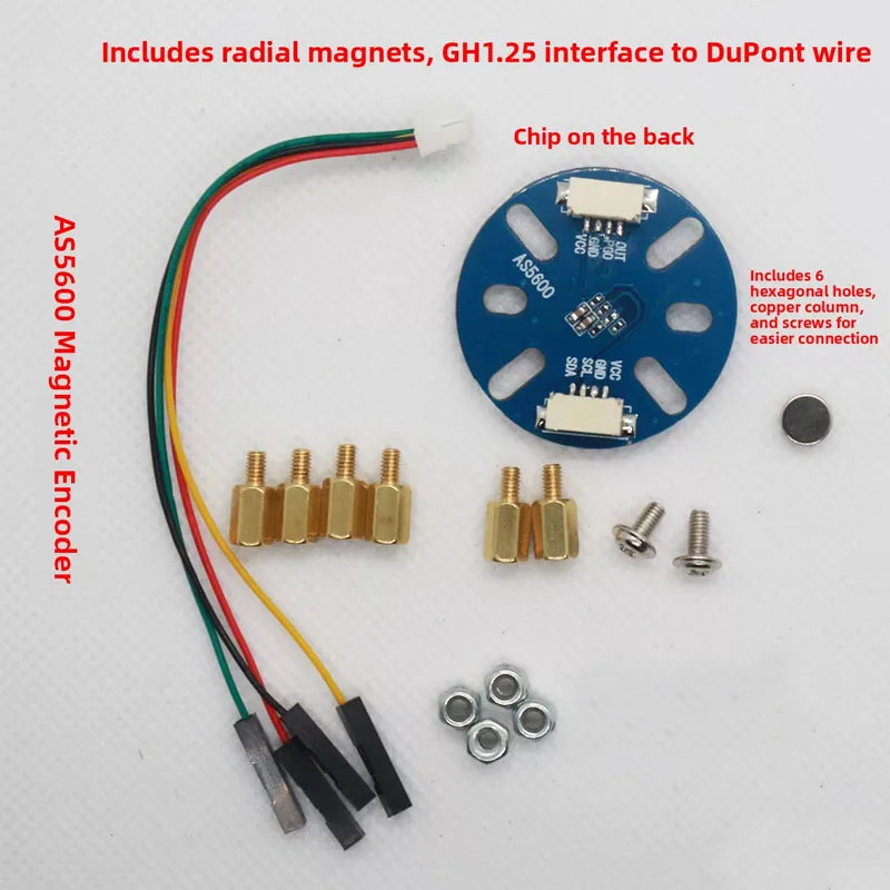 AS5600 12-Bit High Precision Magnetic Encoder Module I2C Angle Speed Sensor with Radial Magnet and Mounting Holes for FOC