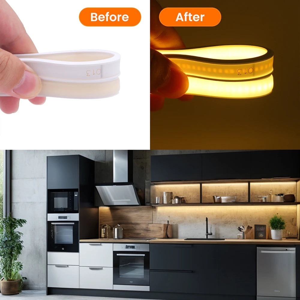 IP68 Waterproof Flexible Neon Rope Light USB COB LED Strip 5V ON OFF Switch 320 LEDs/m Natural Warm White 0.5m 1m 2m 3m 4mm 5m