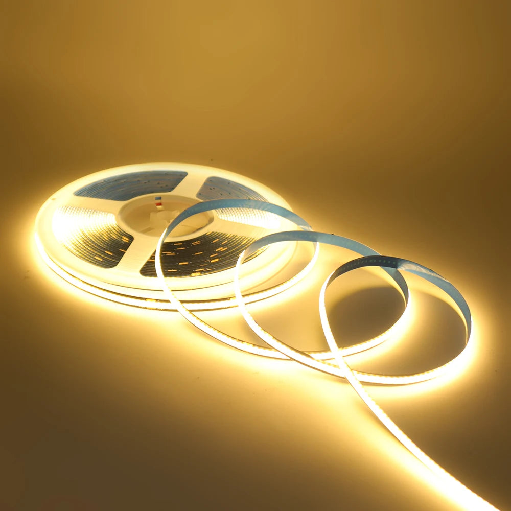 12V 24V COB LED Strip Light 3000K 4000K 6000K Black PCB 320LED/m High Density Lighting for Kitchen Cabinets Flex Tape RA90 IP30