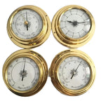 367D 4 Pcs Boat Barometer Clock Thermometer Hygrometer Weather Station Set Wall Mounting Type Brass for Case for Shell Lightw