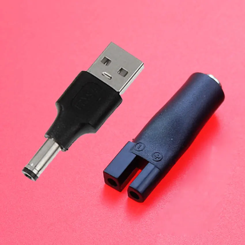 2/7Pcs 5V DC 5.5*2.1mm USB Power Cord Cable Double Hole Charging Adapter Plug For All Kinds Hair Clippers Beard Trimmers Shavers