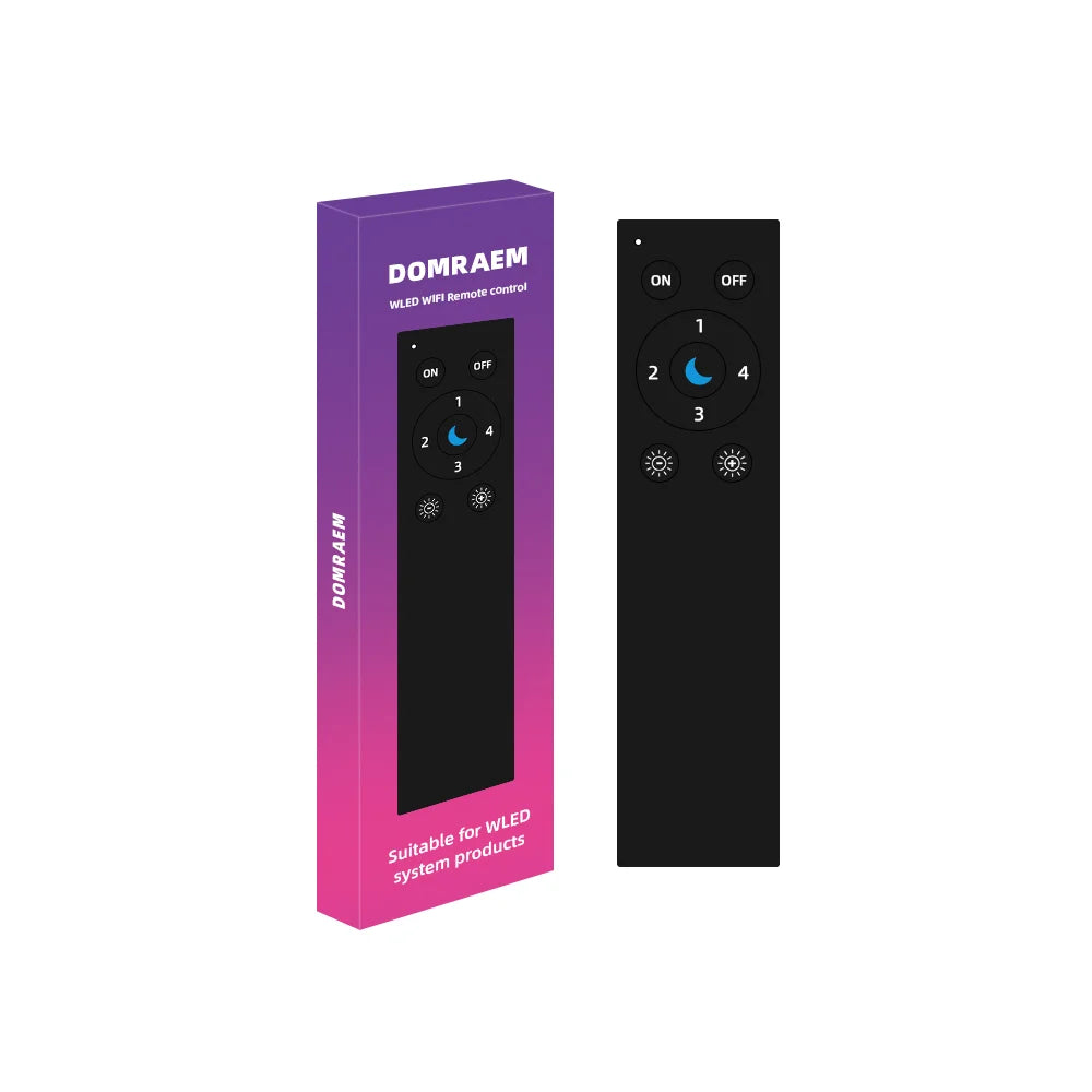 DOMRAEM Addressable WLED WiFi LED Remote Control - ESP-NOW 30M Range, Low-Power, 4-Scene Memory, App-Free Control,RGB IC Control