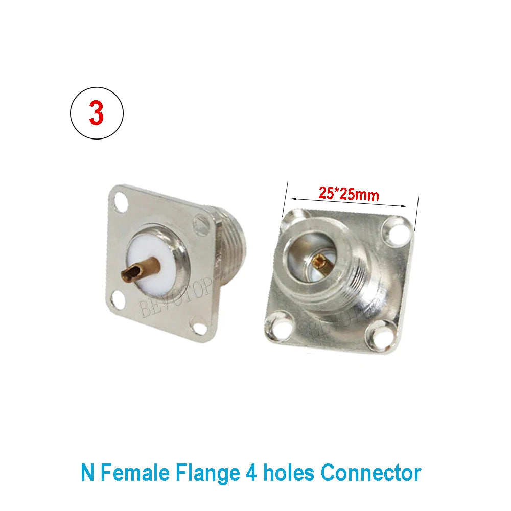 1PCS L16 N/Q9 BNC/TNC/UHF Flange Connector Male Plug/Female Jack 4-Holes Flange Panel Chassis Mount Coaxial Solder Nickel Plated