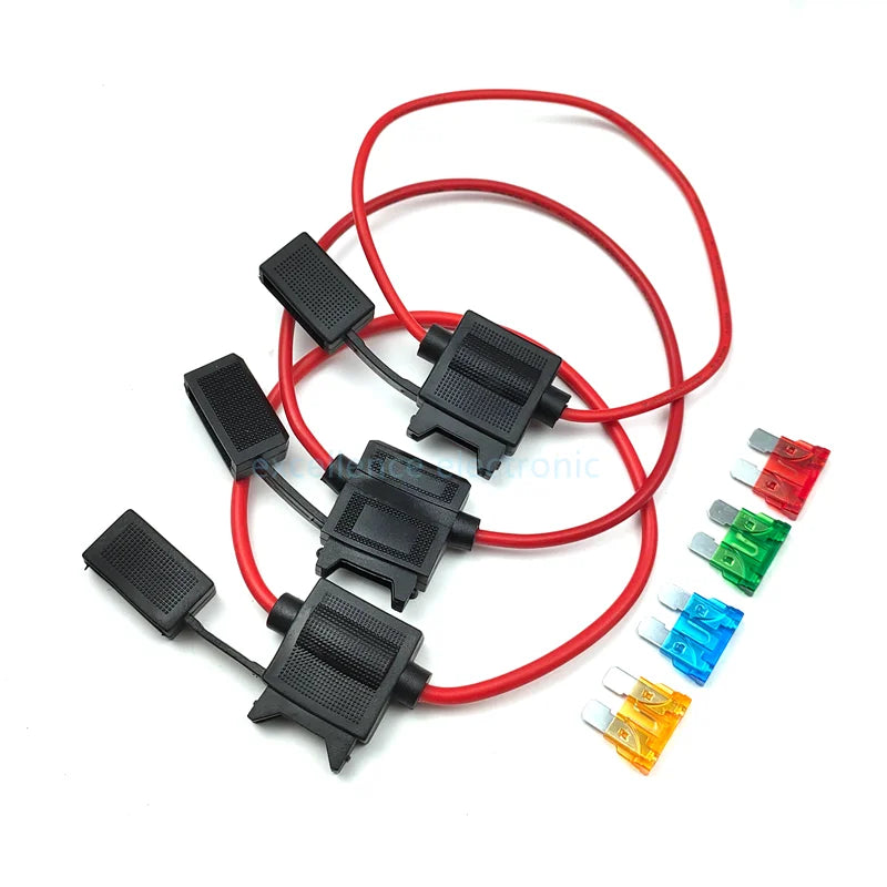 32V ATC Medium Blade Fuse Holder Waterproof for ATC/ATO Inline with 16/14/12AWG Wires - Selectable 5A 10A 15A 20A 40A Fuses