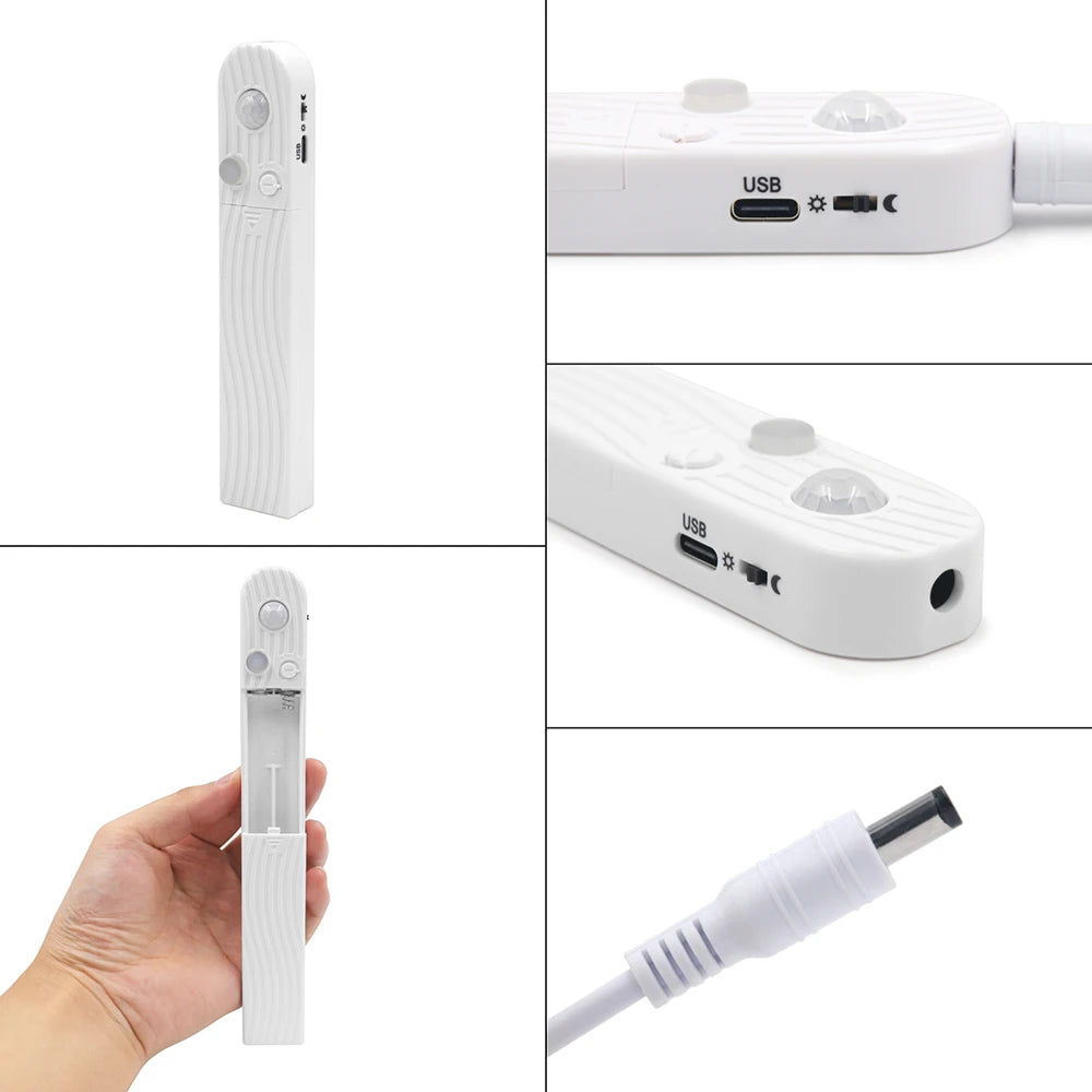 5V Motion Sensor Nigth Light COB Led Strip USB Battery Power 3mm 5mm 8mm PCB 320 LEDs Flex Lamp for Under Cabinet Kitchen Stairs