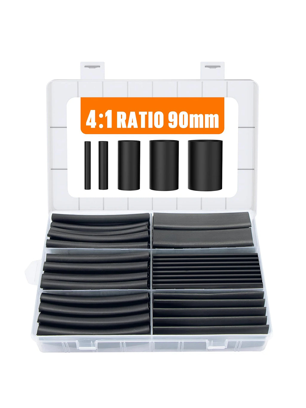 5 Sizes 90mm/3.54inch Heat Shrink Tubing Kit 75 Pcs 4:1 Ratio Adhesive Lined Dual Wall Tube Marine Grade Heatshrink Wrap Tubes