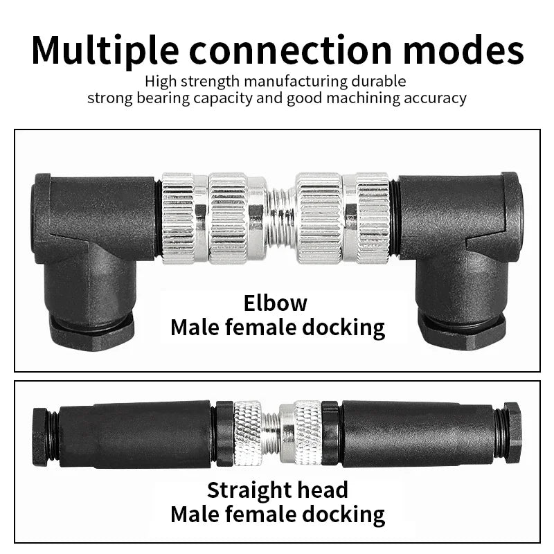 M8 A-Coded Sensor Connector – Panel Back Mount Waterproof Flange Socket & Plug, 3/4/5 Pin Male & Female Threaded Coupling