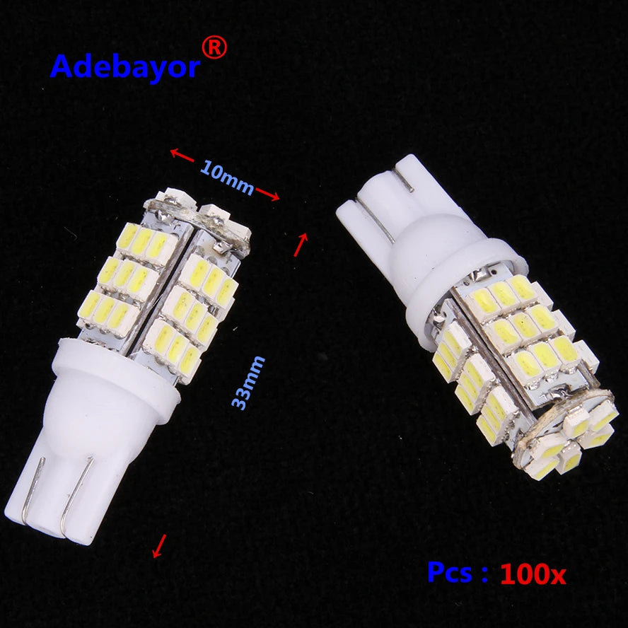 100pcs Car T10 42 Smd Leds Car Led Light Bulbs W5w 1206 3020 42smd 42led  White Color Side Interior Width Bulb Car Accessories