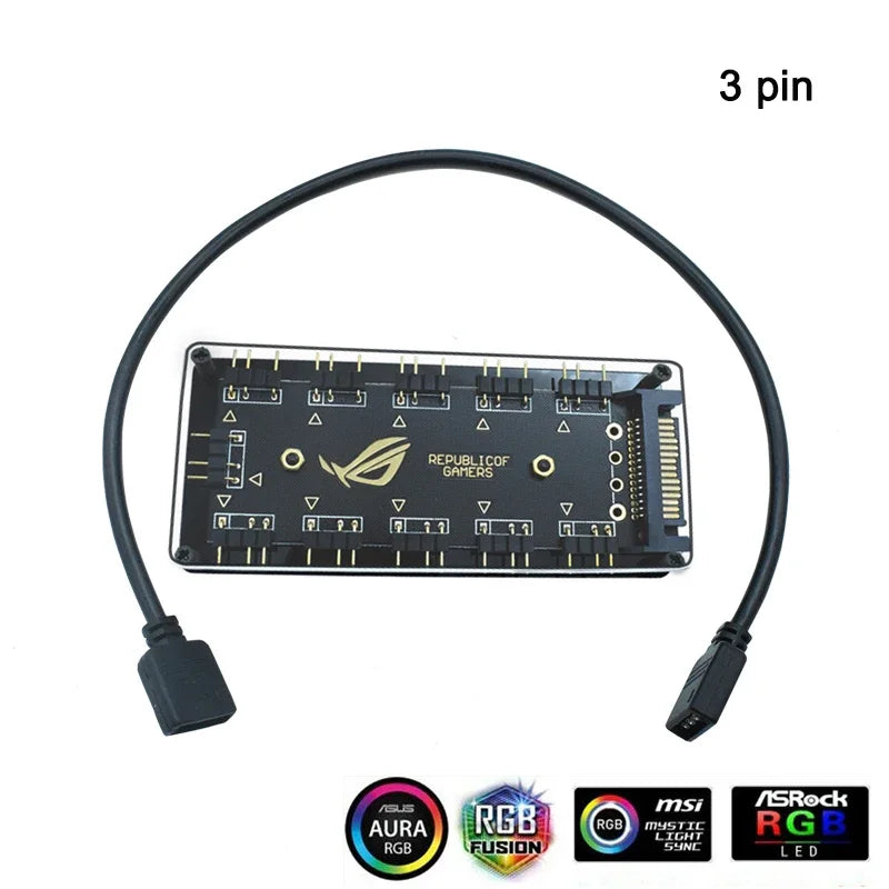 Addressable Rainbow PC Digital WS2812b LED Strip Light for 5V 3pin ARGB Header PC Case Asus Aura Sync RGBIC Fusion MSI Mystic