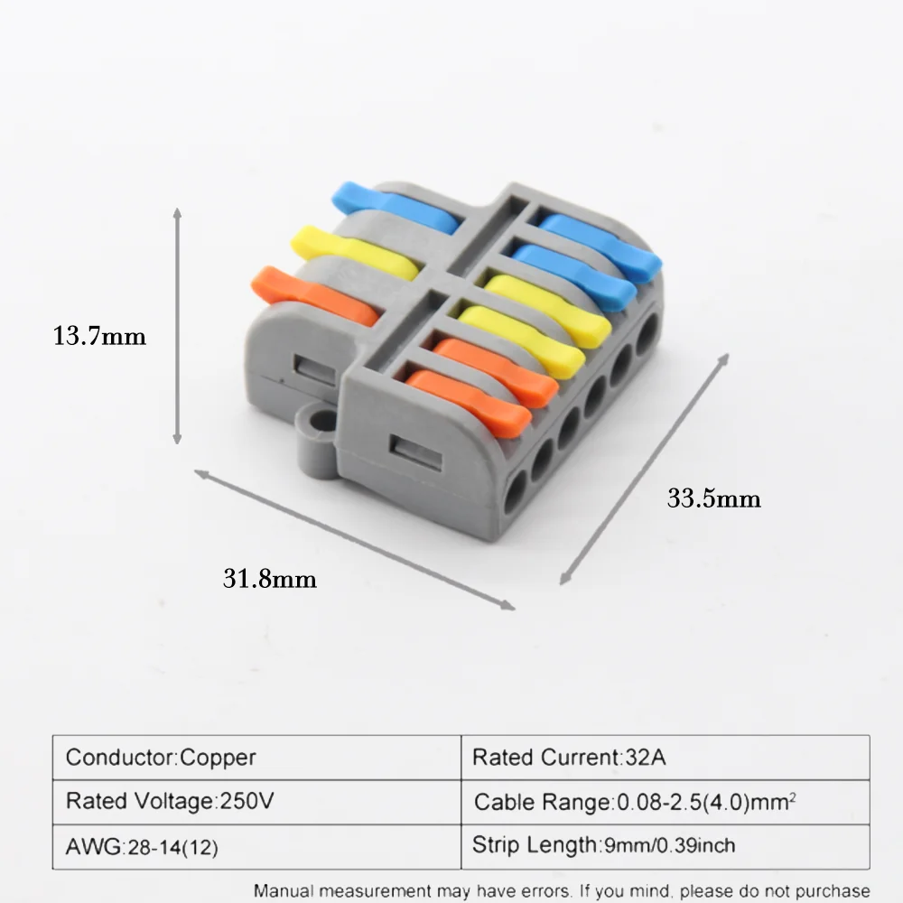10/50/100PCS Push-in Electrical Wire Terminal Block Connector Fast Universal Lever Wire C Docking Electrical Connection 32A 250V