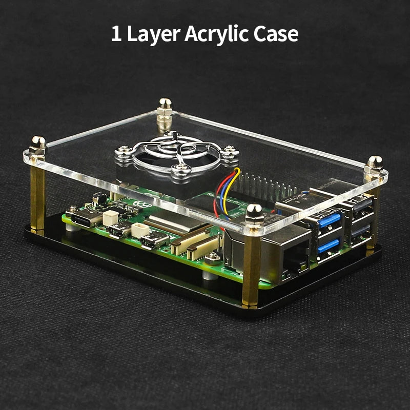 Raspberry Pi 5 Acrylic Case 1-5 Layer Transparent Enclosure PWN Cooling Fan Stackable Plate Shell for Raspberry Pi 5 RPi 5