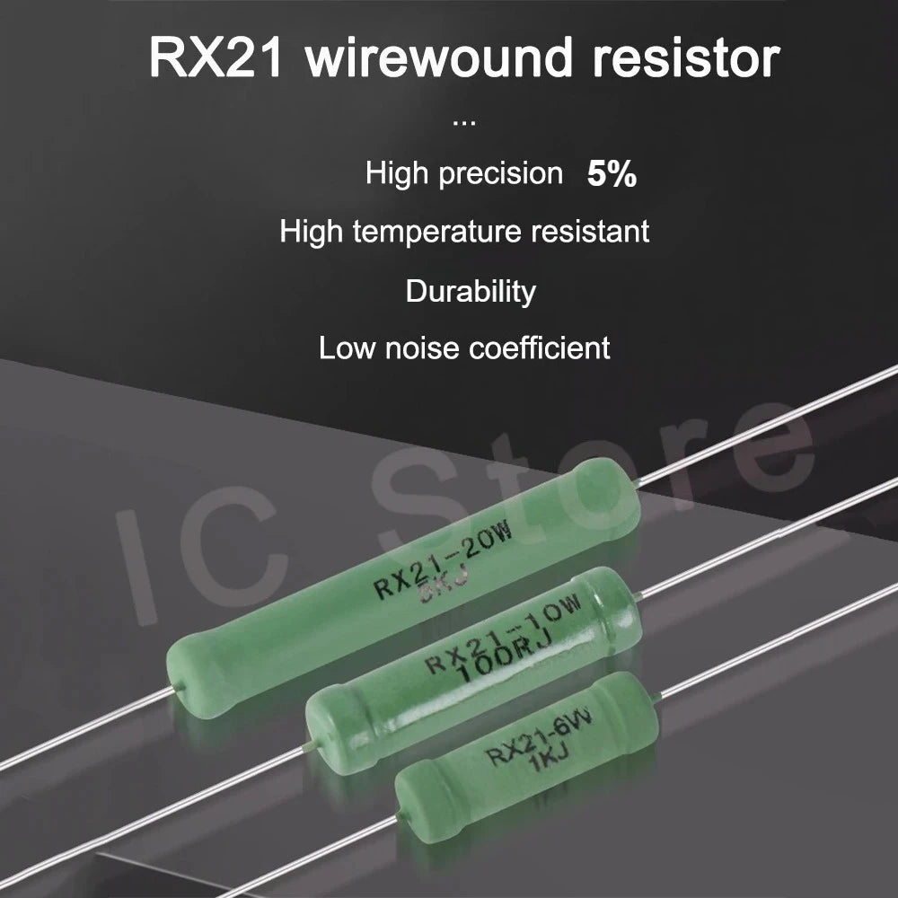 20PCS Wire Wound Resistance RX21 5W 6W 10W Resistor 5% 3 4.7 10 22 27 47 100 120 180 200 220 270 330R 360 510 1K 10K 12K 15K Ohm
