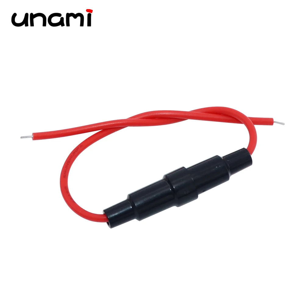 5Pcs 5x20 6x30mm Glass Tube Fuse Holder Screw Type with 22/20AWG Wire Cable 250V Fuse Box