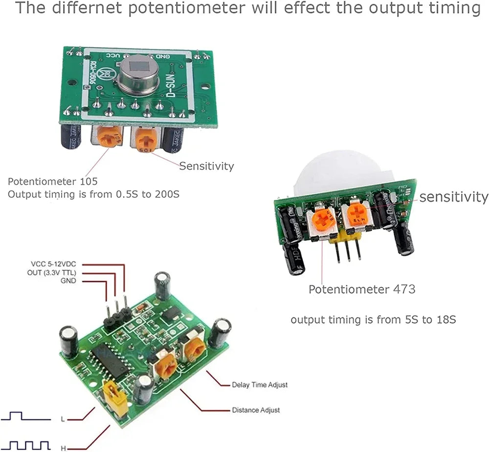 1/2/5/10pcs HC-SR501 Adjust IR Pyroelectric Infrared PIR Motion Sensor Detector Module Motion Sensor Detector Module HC SR501