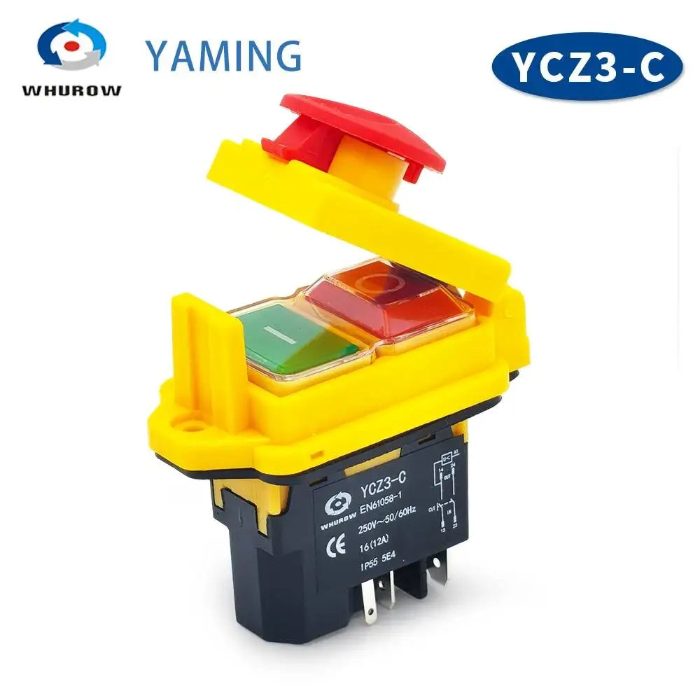 YCZ3-C Electromagnetic Switch 4/5 Pins On Off 2 Position Momentary Reset Push Button With Cover IP55 Waterproof Emergency Stop