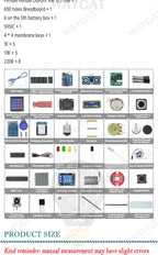 Complete Starter Kit for Arduino Uno R3, Includes Uno R3 Board, Breadboard, Motors, LCD, Sensors & Accessories
