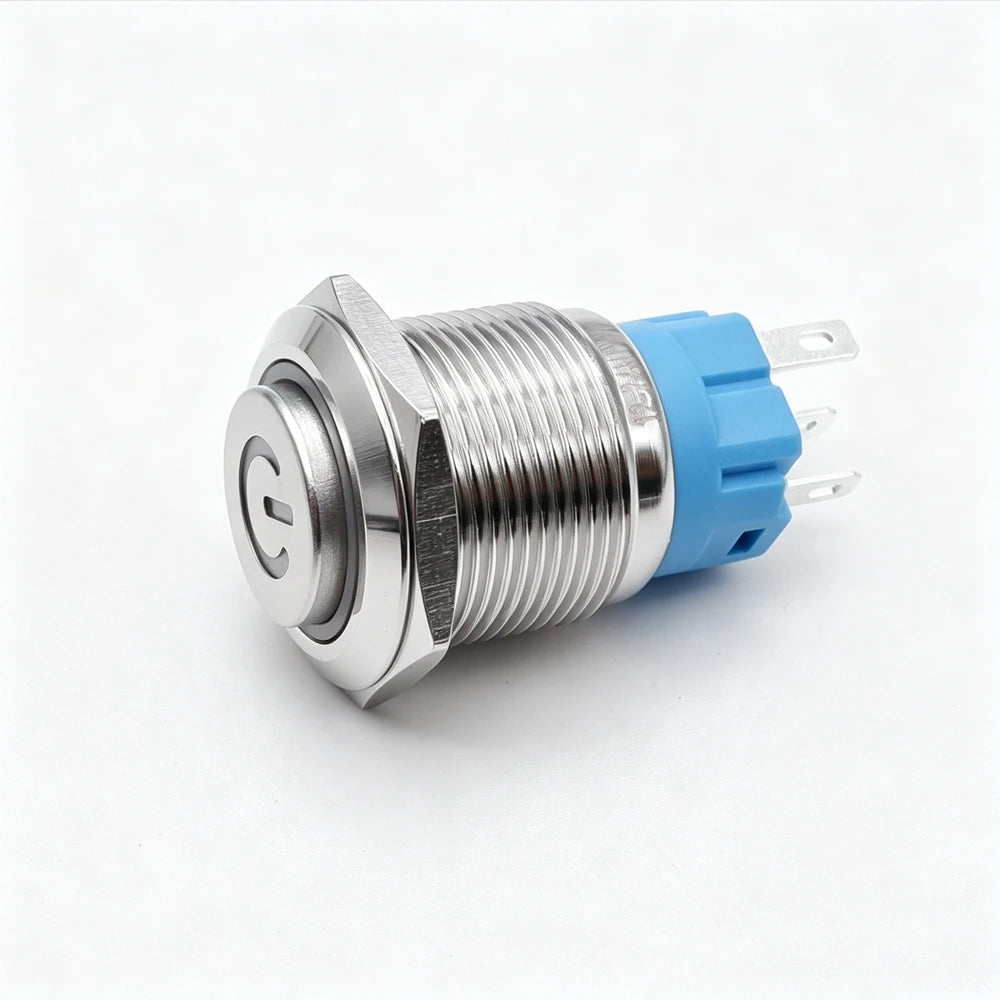 12/16/19/22mm Metal Push Button IP66 Waterproof Self Reset Latching Red LED 1NO1NC Plug Terminal 5V 12V 220V Control Switch Blue