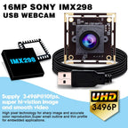 ELP 16MP Mini Webcam IMX298 Color Sensor HD USB Camera Module 4656x3496 Embedded Camera for PC Laptop Computer