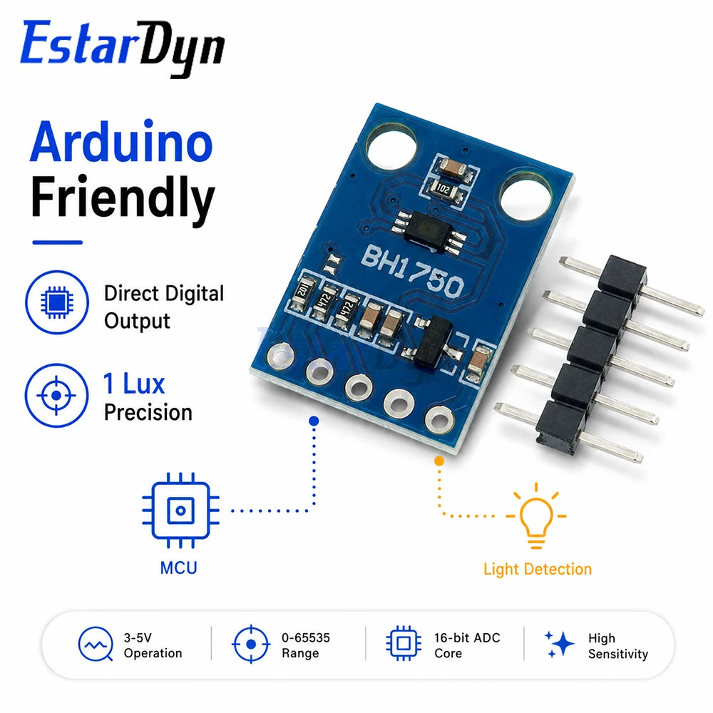 Estardyn BH1750 BH1750FVI GY-302 Digital Ambient Light Sensor Module I2C 3V-5V for DIY Electronics