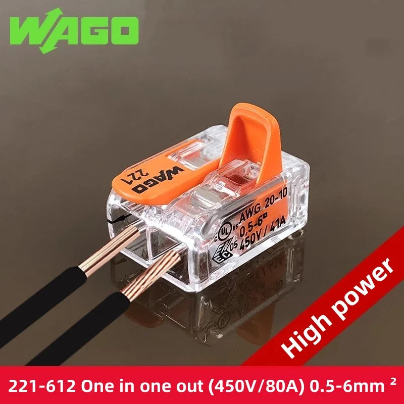 5/10pcs Original Wago 221-412 221-413 221-415 221-612 613 615 221-2411 2401 Wiring Terminal Quick Holes Push-in Lever Connector