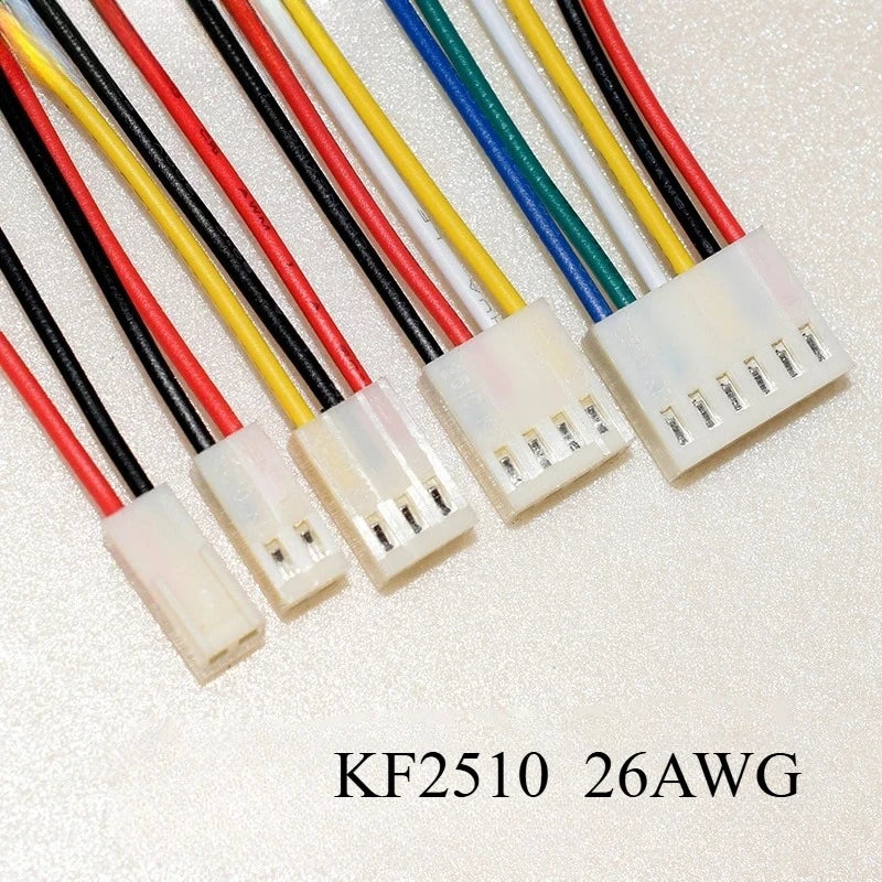 10pcs KF2510 10cm 20cm 30cm 2p 3p 4p 5p 6PIN Single Side Plug Connector 2.54mm 0.1" Pitch  26AWG Electronic Wire Harness