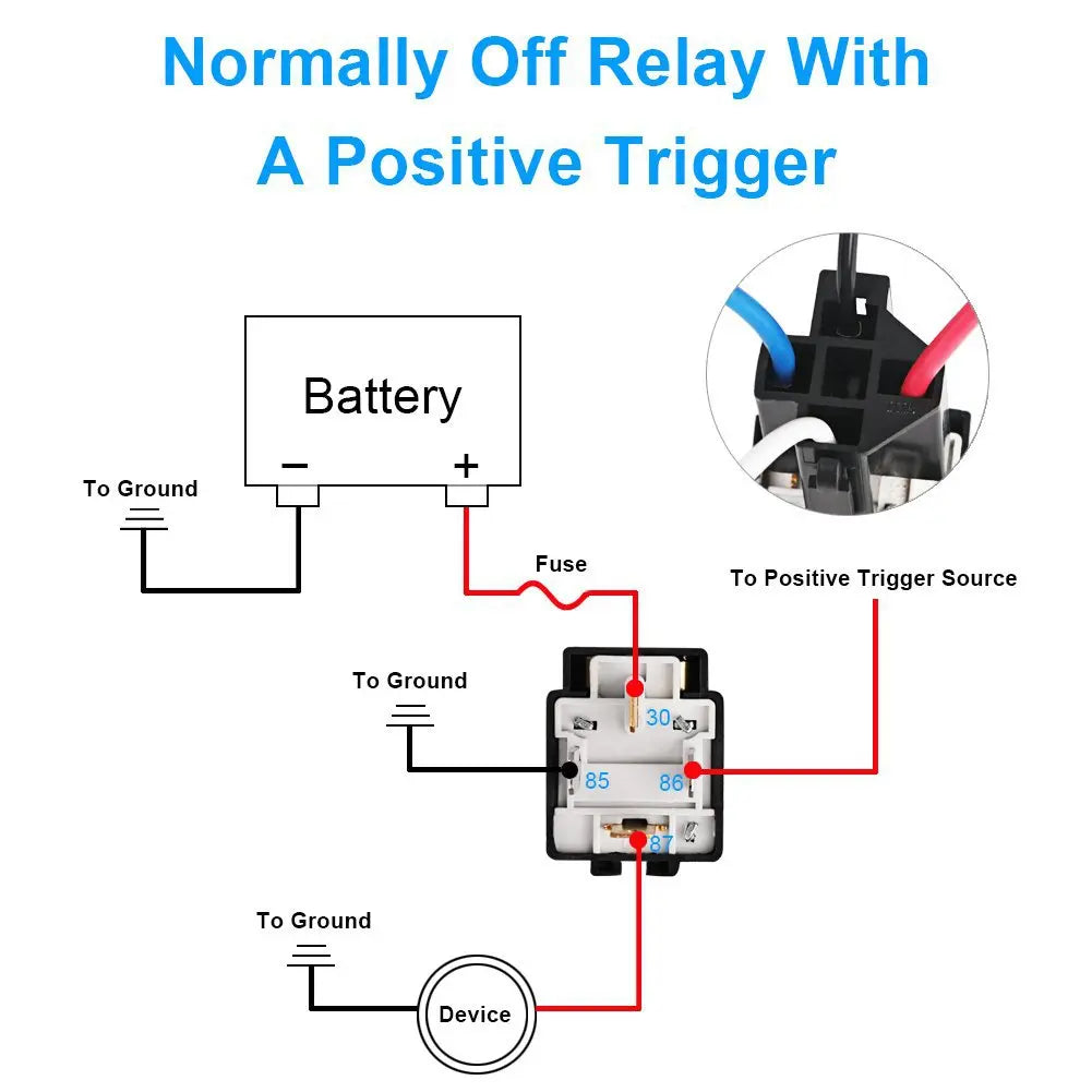 6PCS 30A 4 Pin 5 Pin Copper Terminal Auto Relay DC 12V 24V Fused On/Off Car Motor Relay with Holder Socket On/Off Fused Relay