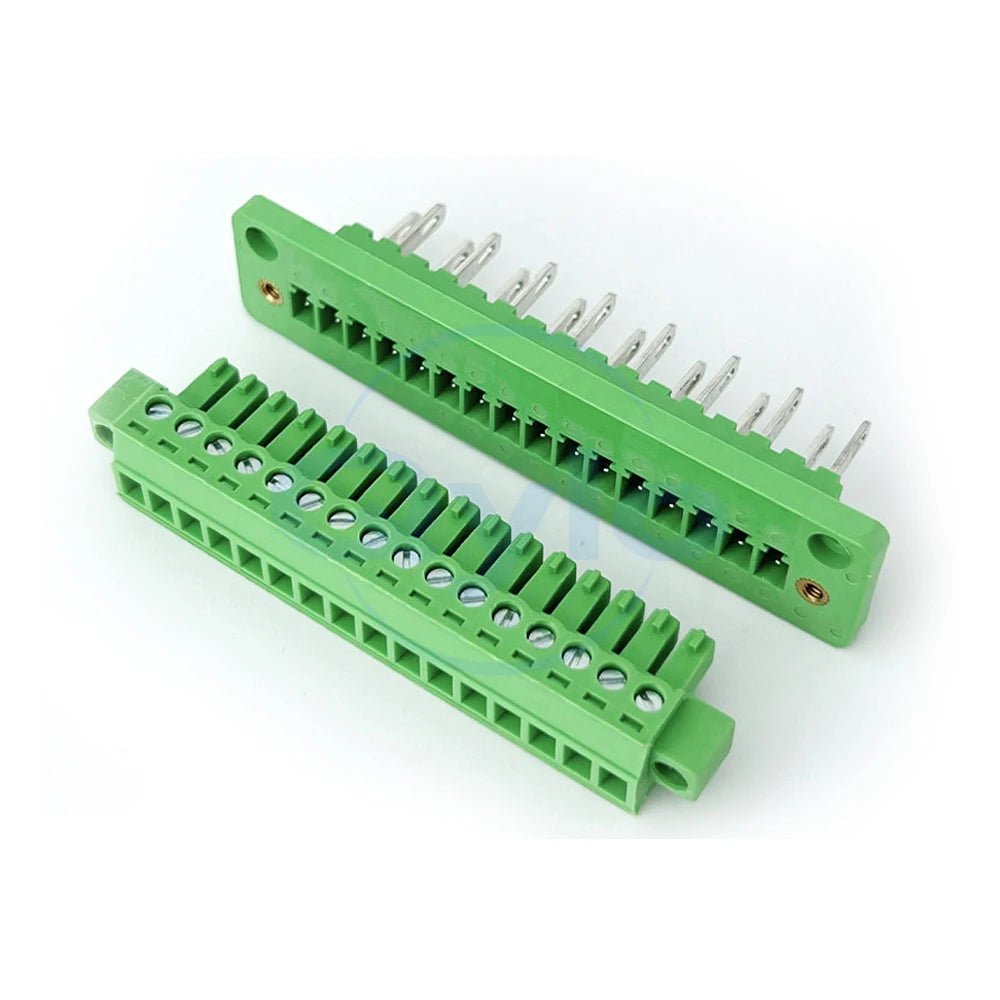 (1 pcs) 2EDGWB - 3.5mm 3.81mm Wall-Mounted Fixed Plug-in Terminal Block with Lugs KF 15EDGAM/KM Complete Set 3.5 3.81 2~24P