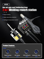 JCD 8898 Soldering Station 2 In 1 Soldering Iron Hot Air Rework Welding Station with Sleep Mode For BGA PCB IC SMD Repair Tools