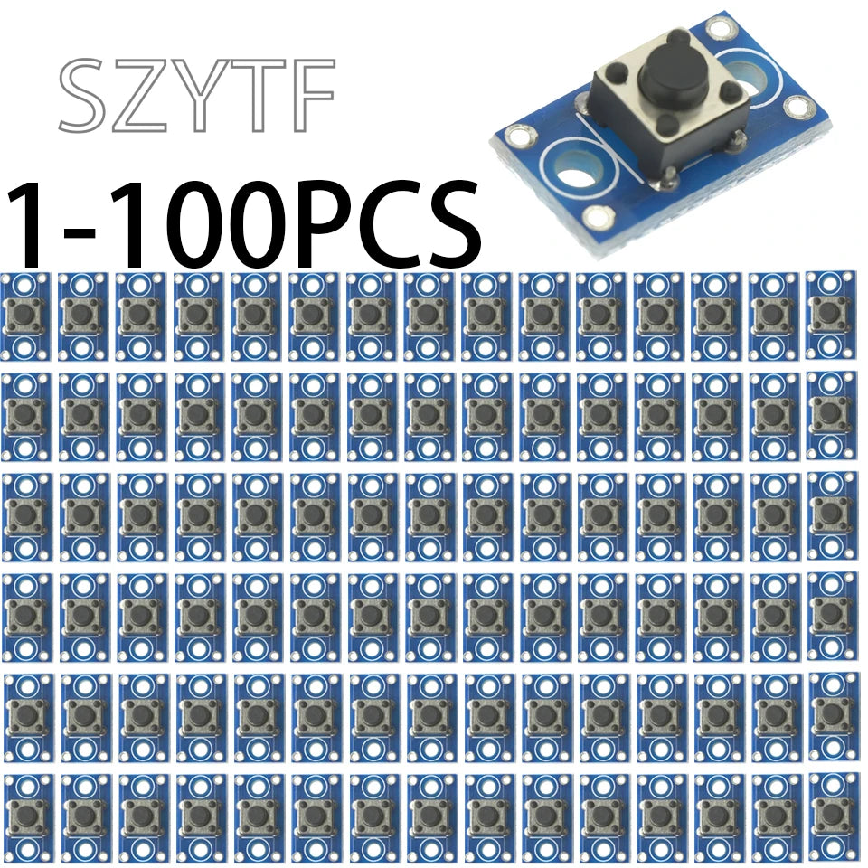 1-100PCS x6mm Tactile Push Button Switch Module with Pins for Arduino Raspberry Pi DIY PCB