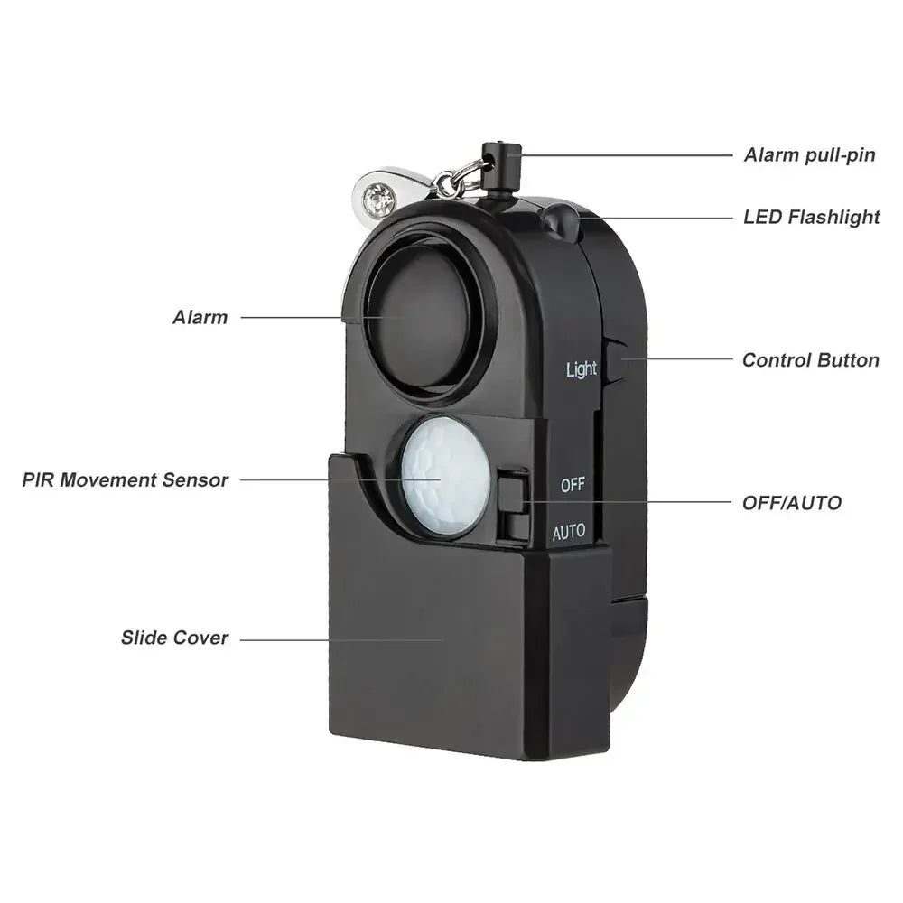 Portable Mini Motion Detector Alarm 120DB Siren SOS Flashligh LED Light Security Alarm For Travel Home Kids Safe Personal Alarms