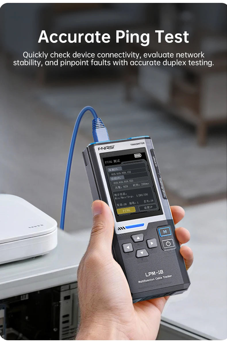 FNIRSI LPM-10A Intelligent Cable Finder RJ45/RJ11 Line Tester LAN Cable Tester Port Flash Anti-interference Network Repair Tool
