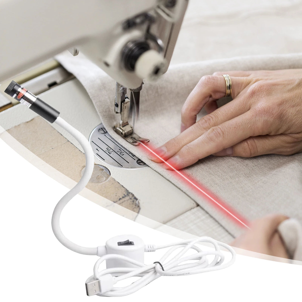 USB Sewing Machine Quilting Light with Adjustable Dot/Straight Line/Crosshair Red Laser Positioning Light for Precise Stitching
