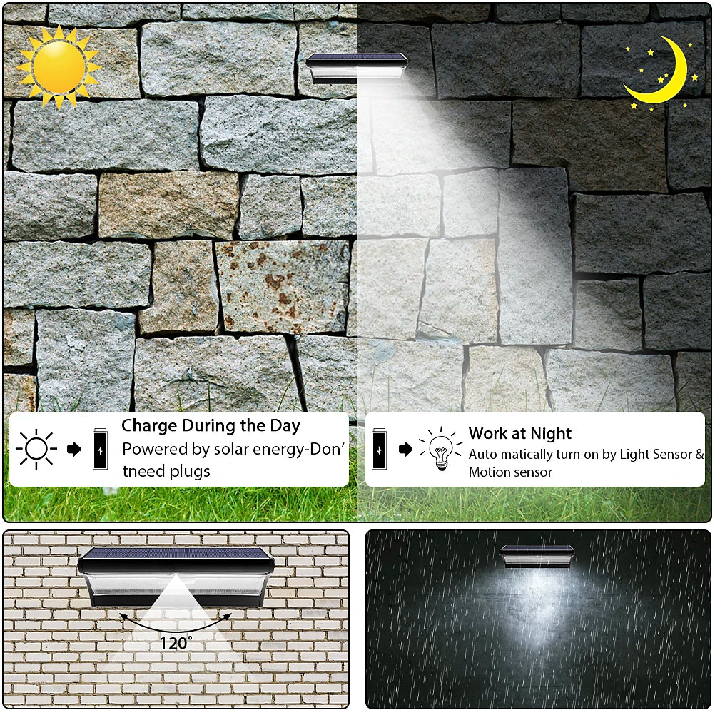 Outdoor Solar Led Lights with Radar Sensor 60LED Reflector Solar Sensor Aluminium Wall Lamp for Garden Light Outdoor Lighting