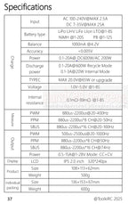 ToolkitRC M8AC Smart Lipo Battery Charger Discharger AC 200W DC 600W 20A for 1-8S LiHV Lipo Battery PD 65W FPV Model Parts Car