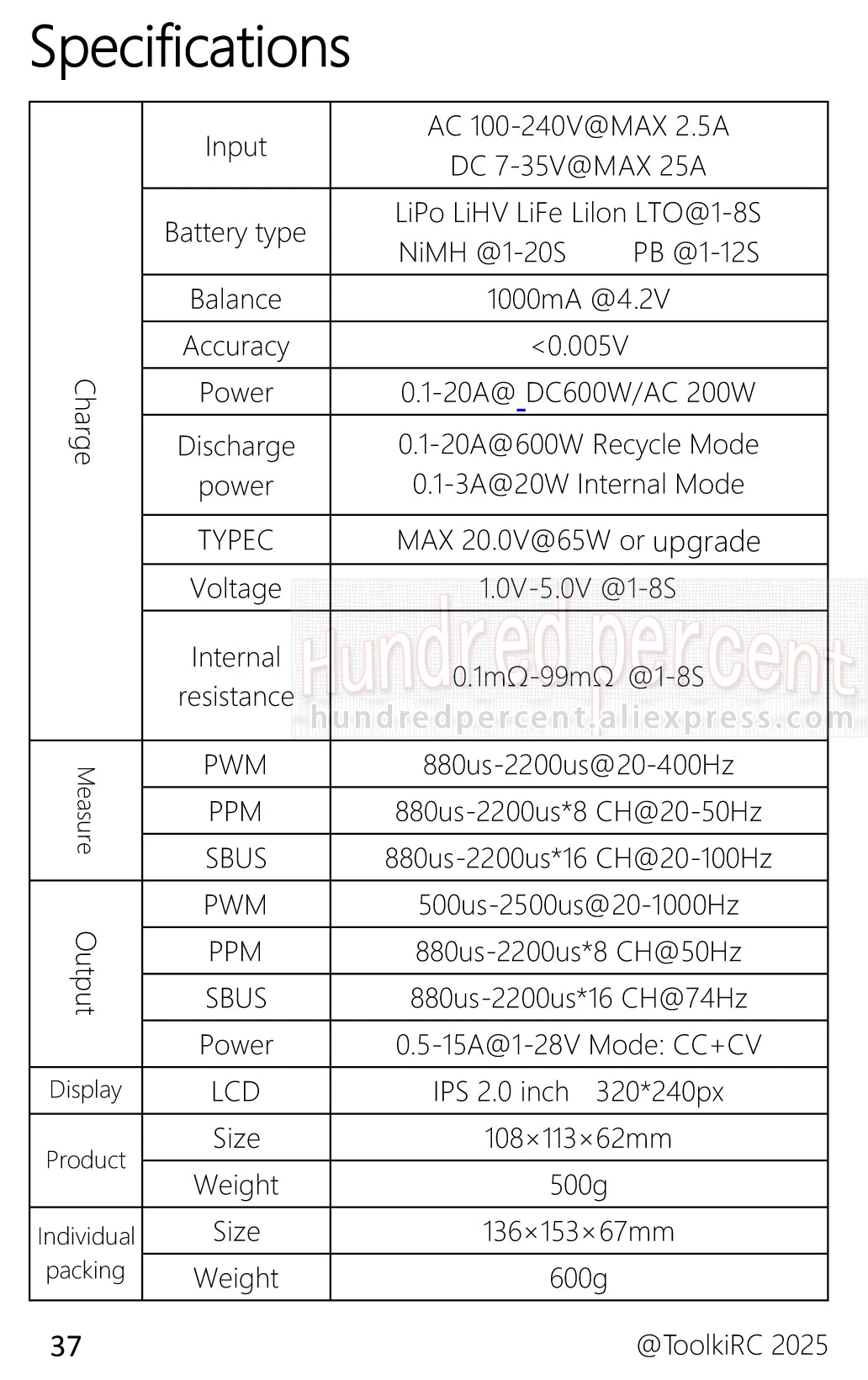 ToolkitRC M8AC Smart Lipo Battery Charger Discharger AC 200W DC 600W 20A for 1-8S LiHV Lipo Battery PD 65W FPV Model Parts Car