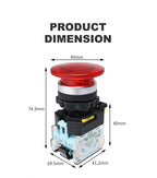 Big Red Green Mushroom Push Button Switch Vaneaims 22MM FXB38 10A 1NO1NC Latching Momentary Starter Stop Enter Buttons Switches