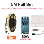 DC24V WS2811 COB LED Light Strip Kit 5M 10M 360LEDs/m Addressable Running Water Flowing Lamp With Wireless Controller Power Kit
