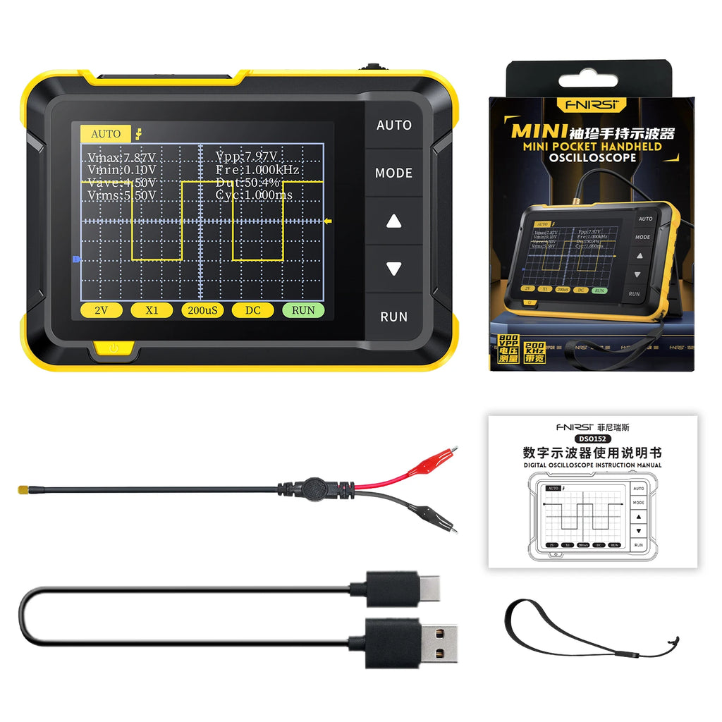 FNIRSI DSO152 TC3 Handheld Digital Oscilloscope With 200KHz/500kHz Bandwidth Supporting LCR Detection Signal Generator PWM Outpu