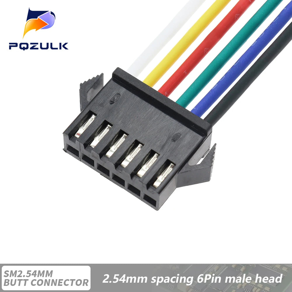 5PCS JST SM 2/3/4/5/6Pins 2.54MM Plug Male to Female Wire Connector Cable Pigtail Plug LED Connecting line 20cm Long