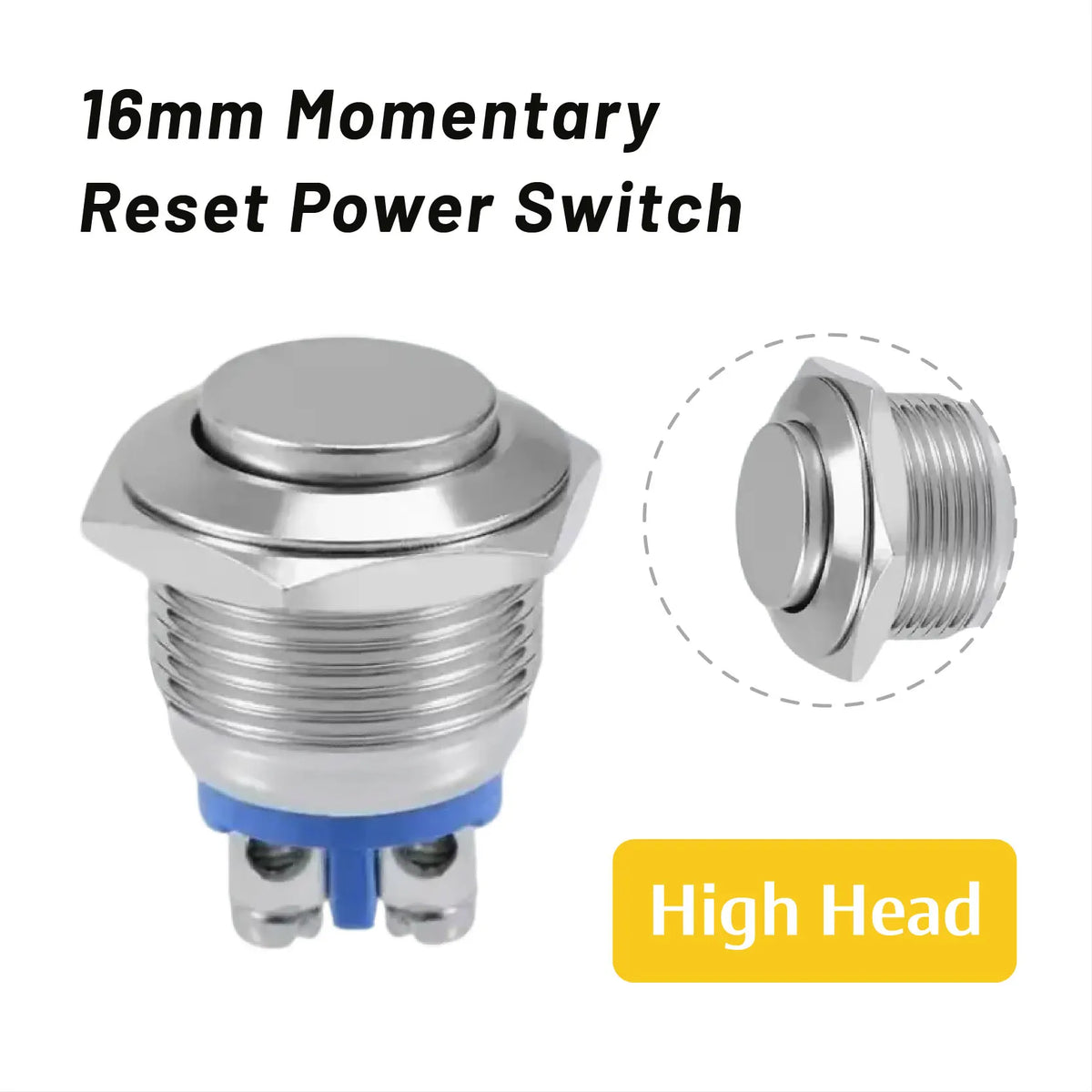 5/20Pcs 16mm Waterproof Momentary Reset Metal Push Button Switch  Screw Terminal Power Switch Car Engine Doorbell