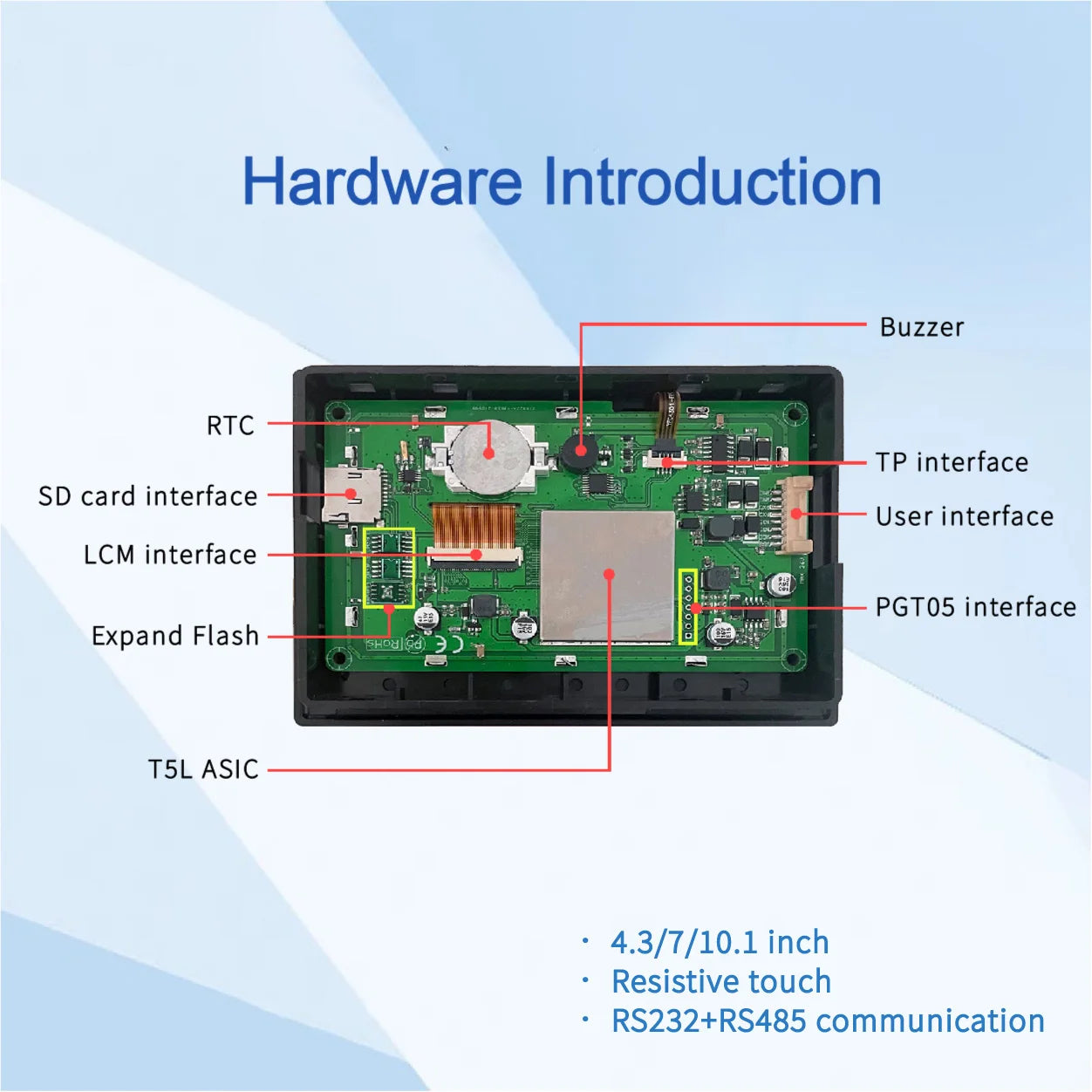 DWIN 4.3/7.0/10.1 DGUS2 Commercial Grade  HMI LCD Display Resistive Touch Screen With Shell Connect With PLC/Arduino/STM32