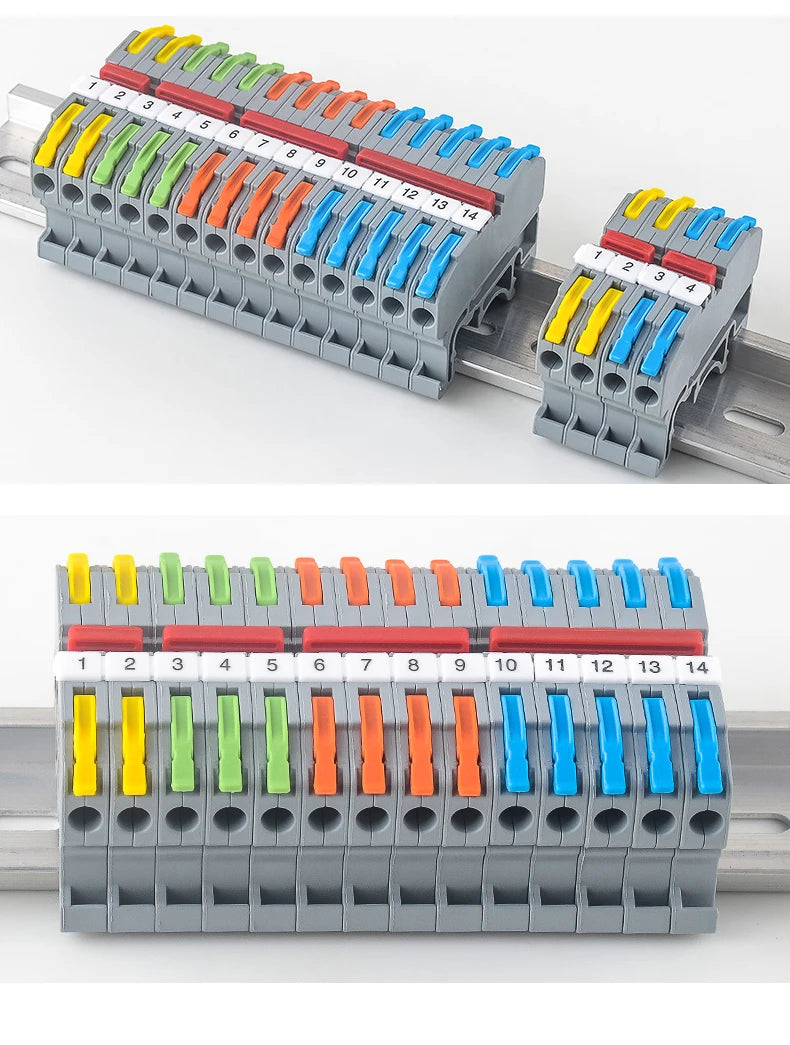 6MM DIN Rail Terminal Blocks Free Splicing Compact Quick Lever Wiring Connector Spring Cable Connection Terminal Press 32A 450V