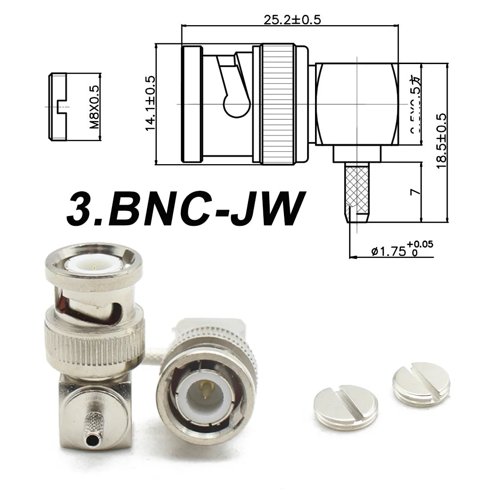 RG316 BNC Male Female RF Coaxial Connector 50ohm-1.5mm Cable Straight Connector Window Solder Crimp & Waterproof