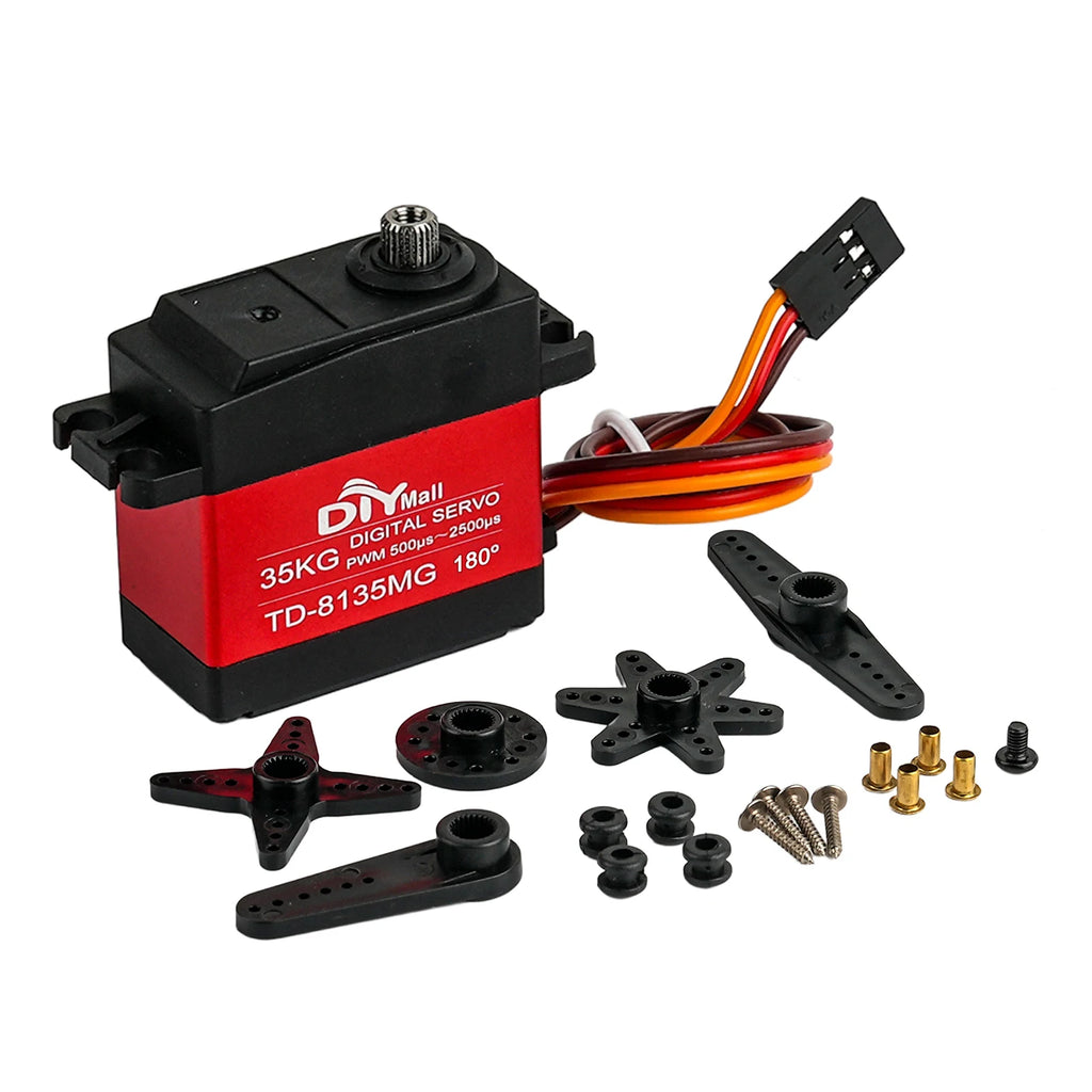 TD-8135MG Digital Servo Motor 35KG 180/270/360 Degree Waterproof Large Torque Angle Controllable 25T Metal Arm RC Cars Aircraft