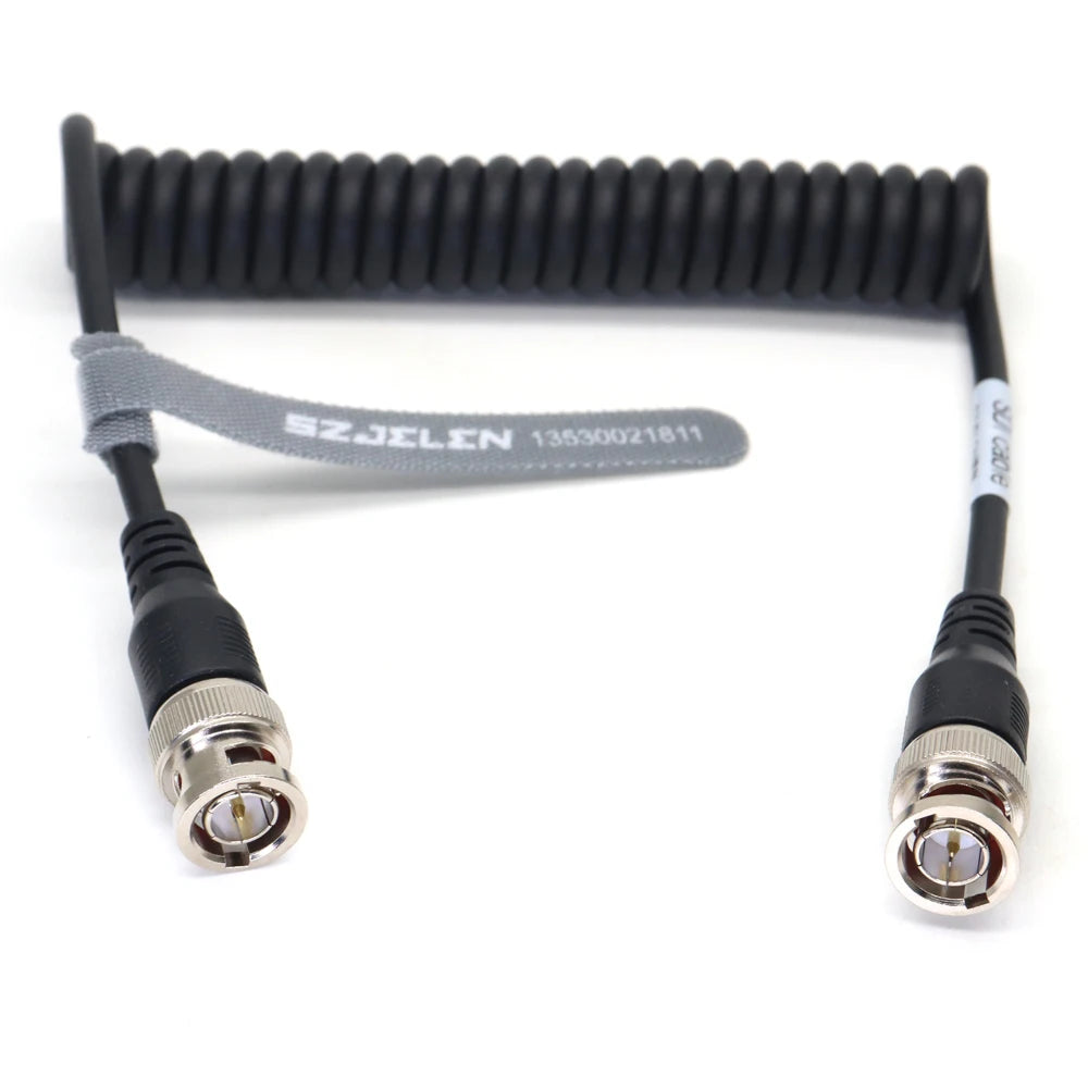 Right Angle BNC To Right Angle BNC Spring Cable SDI 12G Video Cable 75 Ω Coaxial Cable Camera Video Transmission Line